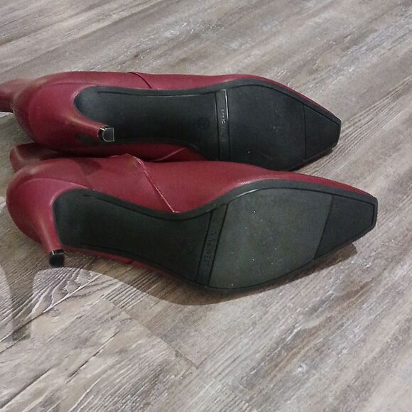 Nine West Sissa Dark Red (WIne) Leather Pointed Toe High Heel Ankle Boots Sz 11 - Picture 7 of 9